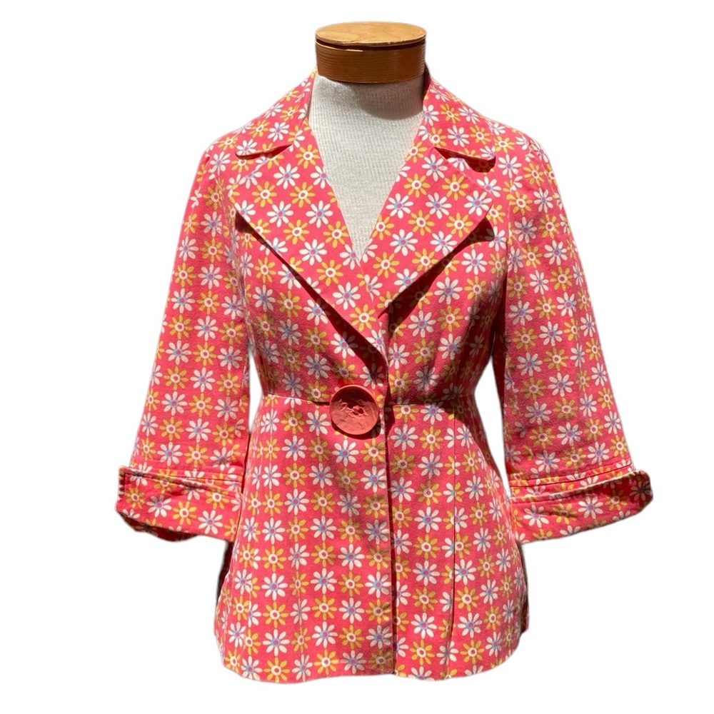 3 Sisters Sz Small Pink 1 Button Whimsical Cotton Blazer